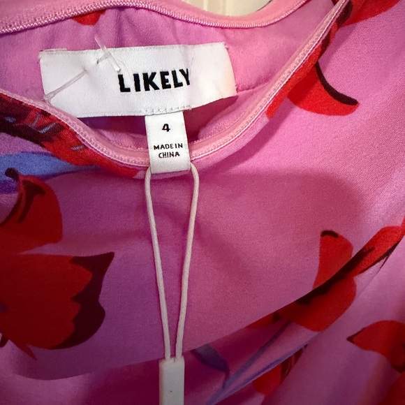 Likely Pink Floral One Shoulder Ruffle Mini Dress Size 4 NWT - Picture 3 of 4